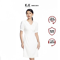 Đầm Trắng Dáng Chữ A K&K Fashion KK105-39 Cổ Sen Đính Nút Màu Trắng