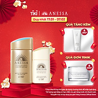 Bộ đôi Kem chống nắng dưỡng da dạng sữa bảo vệ hoàn hảo Anessa Perfect UV Sunscreen Skincare Milk SPF 50+ PA++++ 60ml + Kem nền trang điểm BB chống nắng dưỡng da Anessa SPF 50+ PA++++ 25ml