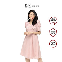 Đầm Công Sở Xòe Tay Phồng K&K Fashion KK104-14 Màu Hồng Cổ Sen