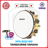 Trống lắc tay/ Lục lạc gõ bo/ Tambourine - Yamaha MT6 WD - Mặt màu trắng đục, khung inox, thành gỗ - Hàng chính hãng
