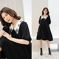 Đầm babydoll cổ ren thêu
