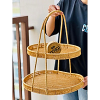Kệ giả mây đan 2 tầng quai gánh chiều cao