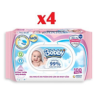 Combo 4 gói khăn ướt Bobby Care có hương 100 tờ