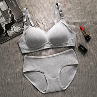 Bộ Đồ Lót Cotton Nữ Gồm Áo Lót Không Gọng Và Quần Lót Kiểu Dáng Thể Thao Co Dãn