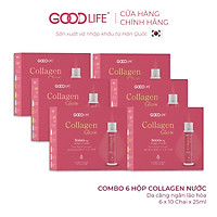 Combo 6 hộp nước uống GOODLIFE COLLAGEN GLOW 300mg - kết hợp độc đáo Nano Curcumin (tinh bột nghệ) và Vitamin C (hộp 10 ống)