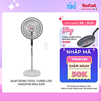 Quạt đứng Tefal TURBO LIFE - VH659790 - Xám + Điều khiển từ xa + Gió mạnh mát + Công nghệ làm mát kép - Hàng chính hãng