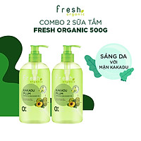 Combo 2 chai Gel tắm Fresh Organic Sáng da rạng rỡ chiết xuất Mận kakadu hữu cơ 500g