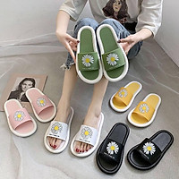 003-2#Dép quai ngang nữ thêu logo hoa cúc - Chất liệu quai da bò cao cấp siêu bền