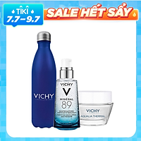 Bộ Sản Phẩm Dưỡng Chất Giàu Khoáng Chất Vichy Mineral 89 (50ml) + Kem Dưỡng Vichy Aqualia (15ml) Và Bình Đựng Nước Vichy