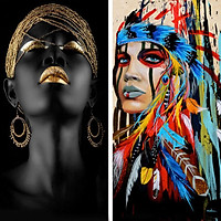 African Girl Pattern Canvas Spray Painting Living Room Wall Decoration Poster