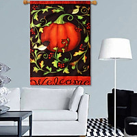 Pumpkins Vines And Chickadees Welcome Autumn Flag Fall Garden 12.5" x 18"