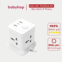 Ổ Cắm Điện Đa Năng CubeZ Shoptida 2 Cổng USB 1 Type C sạc nhanh 15W - 2,4A và 4 Ổ Điện chịu tải 2500W Dây nối dài 1.8m