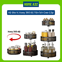 Kệ Gia Vị Xoay 360 Thép Carbon Sơn Tĩnh Điện Cao Cấp, Kệ Xoay Gia Vị Nhà Bếp 1/2/3 Tầng