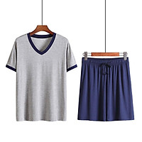 Mùa Hè Mỏng Modal Pyjama Bộ Người Cổ V Dáng Rộng Đồ Ngủ Plus Kích Thước Mềm Mại Bộ Đồ Ngủ Cao Cấp Với Quần Short Dành Cho Nam bộ Đồ Ngủ Set