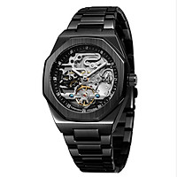 FORSINING Men's Automatic Mechanical Watch with Stainless Steel Strap Hollow-out Design Luminous Display Wristwatch