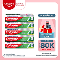 Bộ 5 kem đánh răng Colgate ngừa sâu răng răng chắc khỏe 225g/tuýp tặng bàn chải đánh răng lông tơ nhập khẩu Thái Lan