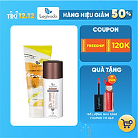 Bộ đôi serum dưỡng trắng da Hàn Quốc Lagivado Dr. Red Ginseng Lifting 30 ml và tẩy tế bào da chết Radiance Peeling 50 ml.