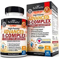 High Potency B Complex Vitamins with All 8 B Vitamins - B1, B2, B3, B5, B6, B7, B9, B12, Plus Folic Acid & Vitamin C for Maximum Absorption - for Immune System, Metabolism, Energy Support