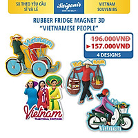 Combo 4 Nam Châm Nhựa Dẻo Saigonir - Chủ Đề Con Người Việt Nam - Quà Lưu Niệm Việt Nam