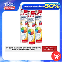 Combo 03 tuýp viên sủi bổ sung 21 Vitamin và khoáng chất Doppelherz A-Z Fizz (Tuýp 13 viên)