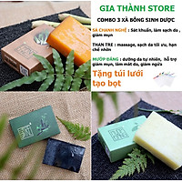 {Tặng túi lưới tạo bọt} Combo 3 xà bông thanh trị mụn lưng, giảm thâm nám của Sinh Dược, Xà bông thảo mộc, 100% xà phòng thiên nhiên làm sạch sâu giảm viêm, mụn ửng đỏ, kết hợp tinh dầu tràm sát khuẩn và sạch da tối ưu, hạn chế nhờn gây mụn cơ thể