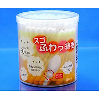 Hộp 110 tăm bông ngoáy tai kháng khuẩn Sanyo , sợi bông tự nhiên mềm mịn nhẹ nhàng làm sạch mà không gây ra cảm giác đau rát hay khó chịu - nội địa Nhật Bản