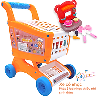 Xe đẩy siêu thị đồ chơi (có nhạc, đồ chơi bếp) HT7653