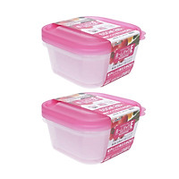 Set 2 Hộp Nhựa Đựng Thực Phẩm Quay Lò Vi Sóng (650ml) - Nội Địa Nhật Bản