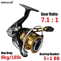 DEUKIO High Speed Spinning Reel 7.1 : 1 Gear Ratio Metal Spool Bass Fishing Both Freshwater And Saltwater