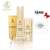 Bộ 4 Sản Phẩm Trẻ Hóa Da Nâng Cao Gold Vip KN Beauty: Sữa Rửa Mặt 100g + Tẩy Tế Bào Chết 50g + Ampoule 30ml + Kem Dưỡng 30g