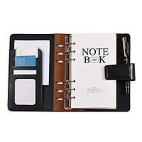 A6 PU Loose-leaf Spiral Notebook Binder Business Planner Dairy Agenda Vintage Office Stationery w/ Card Photo Slot Pen
