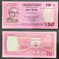Tờ tiền thế giới 10 Taka hình người màu hồng của Bangladesh sưu tầm , tiền châu Á , Mới 100% UNC - PASA House