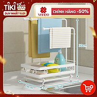 Giá kệ để đồ rửa chén bếp treo khăn lau siêu tiện lợi, kệ thép không gỉ khay hứng nước khô ráo VANDO