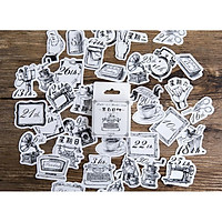Hộp 45 Miếng Dán Sticker Trang Trí Nhật Ký Trắng Đen