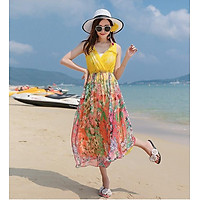 Đầm matxi hoa cổ V dạo phô biển GD7012A