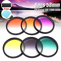 6pcs 58mm Gradient Filter + Cleaning Cloth For Canon EOS 1100D 600D