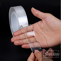Băng keo 2 mặt trong suốt chất liệu silicon Nano siêu dính dài 3 mét. Keo dán nano 2 mặt. slmn_b.keo_nano