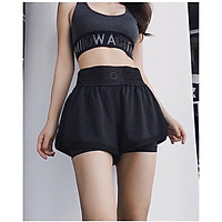 Quần Đùi Tập Gym Lưng Cao Hai Lớp, Quần Short Thể Thao Nữ Eo Chun Ba Màu - OQ016