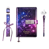 B6 Binder Leather Diary with Lock Digital Notebook Journal Constellation Daily Planner for Women Kids Girls
