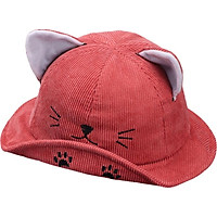 Autumn Baby Boys Girls Toddler Cartoon Cat Ear Design Bucket Hats Caps Reversible Sun Headwear