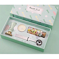 Set con dấu và sáp Macaron trang trí thiệp handmade, Bullet Journal