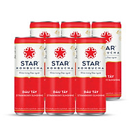Lốc 6 lon thức uống lên men STAR KOMBUCHA Dâu Tây / Strawberry Sunshine (250ml/lon)