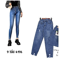 Quần jean 9 TẤC BIGSIZE Lưng cao Lai Tua, Rách Loang Bụi cực ngầu, co dãn mạnh dành cho người béo Hottrend Moliruan