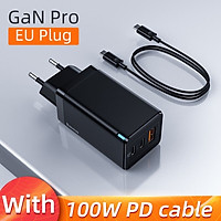 Bộ sạc nhanh đa năng thế hệ mới Baseus GaN Travel Quick Charger 65W cho Smartphone/ Tablet/ iPad/ Macbook/ Laptop, Kèm cáp sạc C to C 100W) - Hàng Chính Hãng