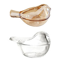 2pcs Cute Glass Bird Shaped Jewelry Candy Trinket Storage Jar Case Decor