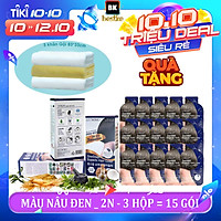 Bộ 3 hộp = 15 gói Màu phủ bạc LETMIMO Nâu đen 2N, 22 loại thảo mộc giàu dưỡng chất + Quà tặng 3 Khăn Gội bestke 83x33cm 100% cotton