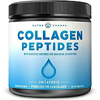 Collagen Peptides Powder - Enhanced Absorption, Double Hydrolyzed, Grass Fed, Keto Protein Powder with Vitamin C - Premium Supplement for Hair Growth, Skin, Nails, Joints & Bones, Unflavored