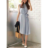 Đầm xám cột eo