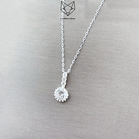 Dây Chuyền Bạc Nữ S99 CaoBac Silver Mặt Ổ Đá Tròn Đuôi Dài Xinh Xắn Cho Bạn Nữ Dạo Phố