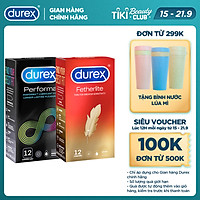 Bộ 1 hộp bao cao su Durex Performa 12 bao và 1 Durex Fetherlite 12 bao
